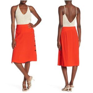 NWT MADEWELL Solid Side Button Unlined Midi Skirt